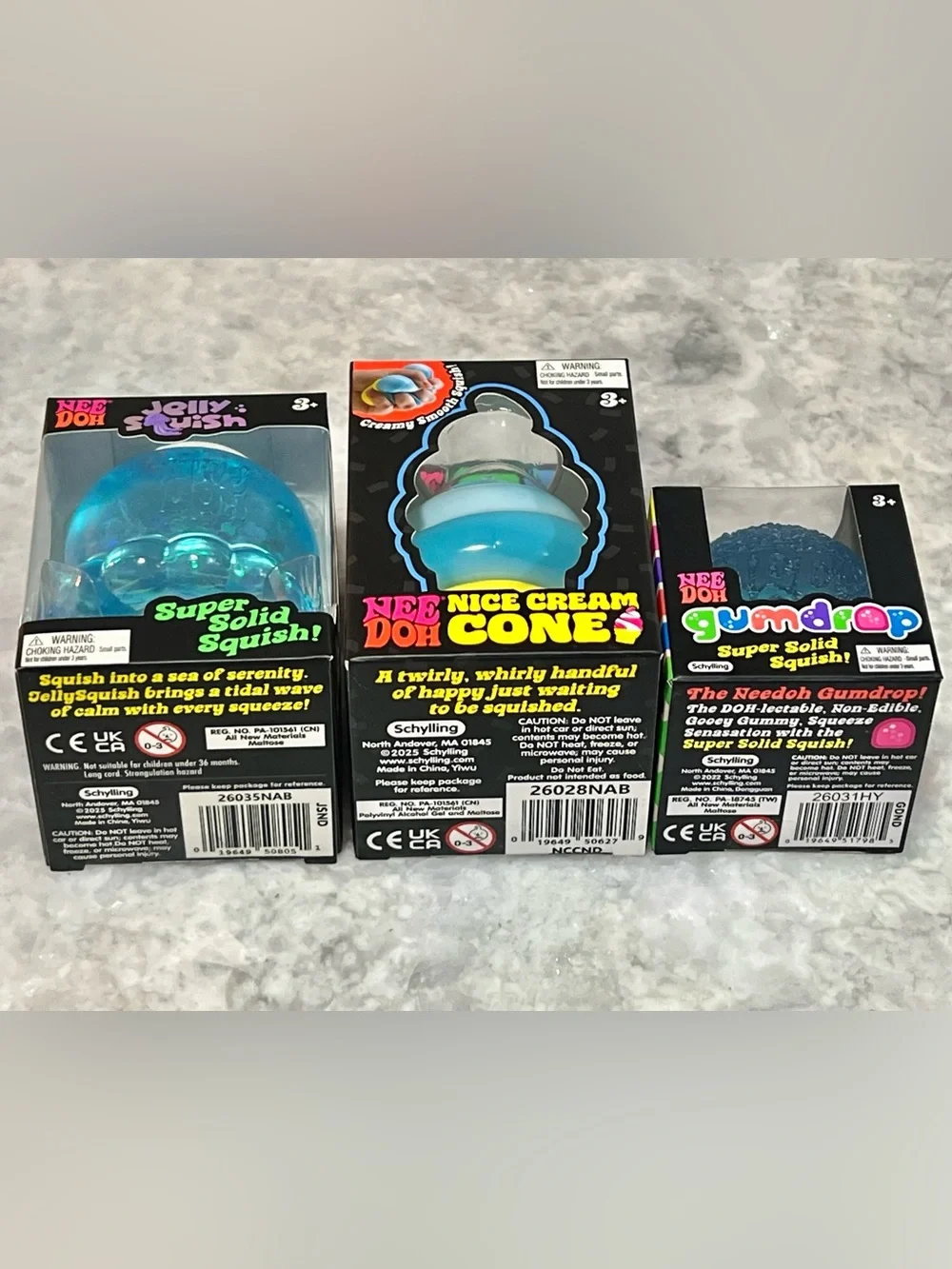 NeeDoh BLUE Bundle! Nice Cream Cone, Jelly Squish & Gumdrop SET OF 3
